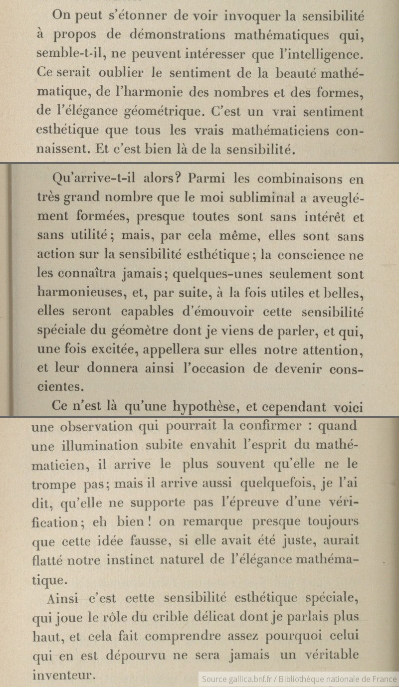 Image article, Science et méthode, de Poincaré, extraits du chapitre trois, pages 60 à 62.
https://gallica.bnf.